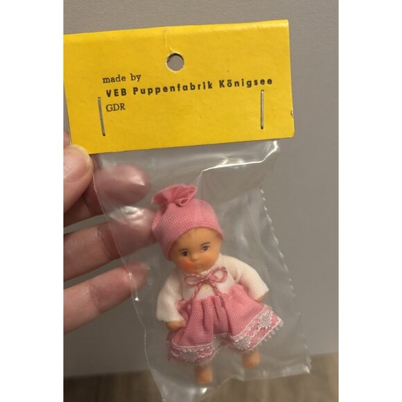 Vintage VEB Puppenfabrik Konigsee GDR 3" Miniature Rubber New In Package - Picture 2 of 5